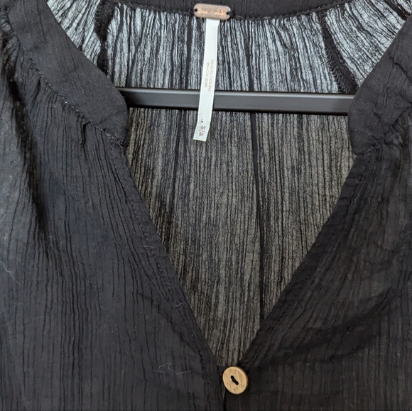 ☮️ Free People Black Fall Crop Buttoned 100% Cotton Cardigan - Picture 5 of 7